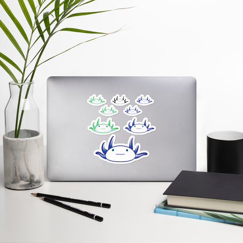 Axolotl Stickers - Blue/Green-BioScience Art