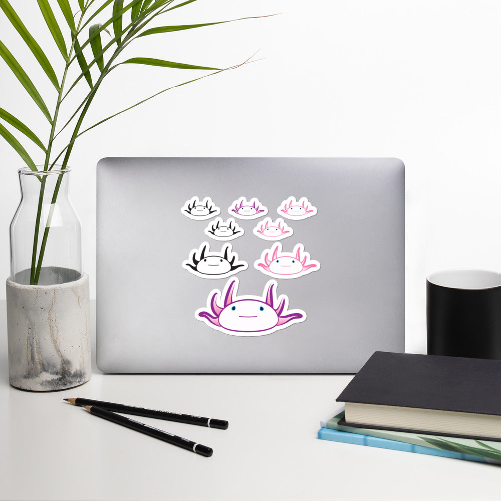 Axolotl Stickers - Purple/Pink-BioScience Art