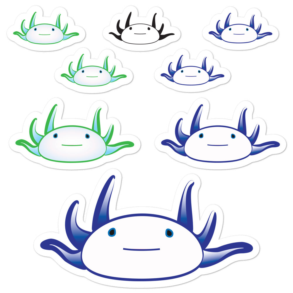 Axolotl Stickers - Blue/Green-BioScience Art